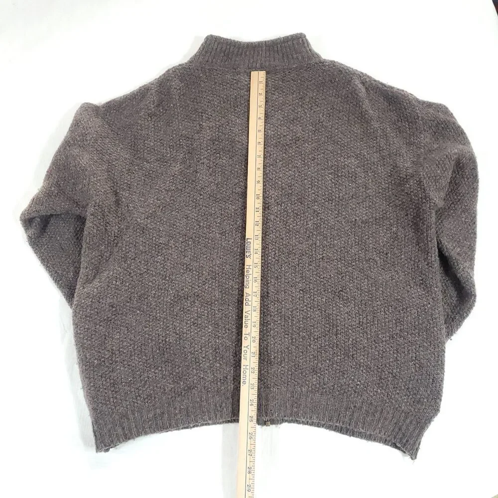 Orvis Wool Knit Sweater Cardigan L Gray Confetti Zip Up grunge grandpa Preppy‎